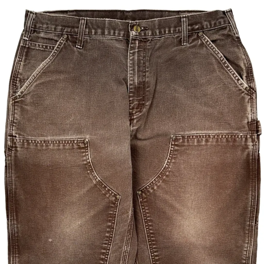 Carhartt B136 Dkb Double Knee Carpenter Trousers - 34W 29L Brown Cotton - Image 9