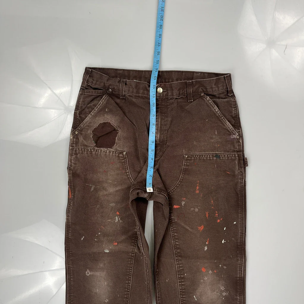 Carhartt Double Knee Carpenter Trousers - 34W 30L Brown Cotton - Image 4