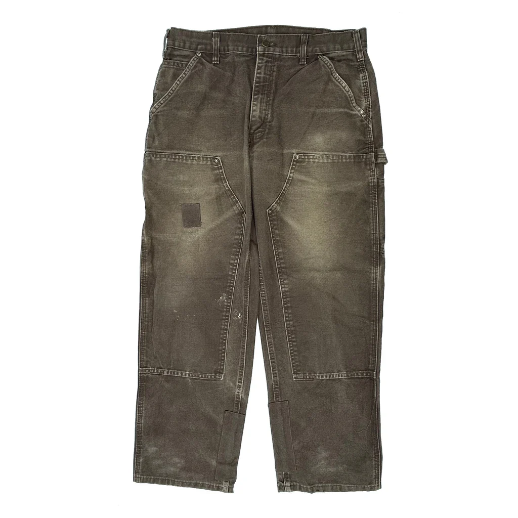 Carhartt Double Knee Carpenter Trousers - 34W 30L Brown Cotton - Image 2