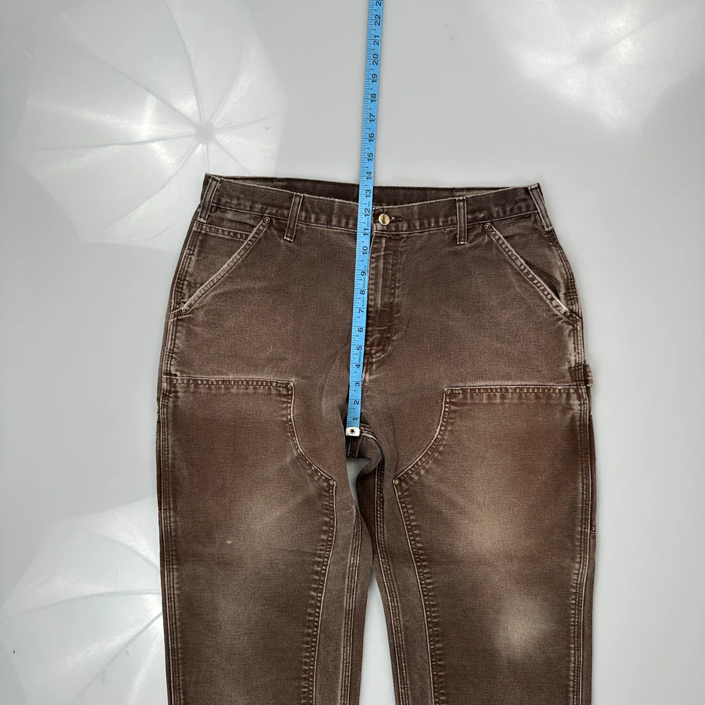 Carhartt Double Knee Carpenter Trousers - 35W 30L Brown Cotton - Image 4