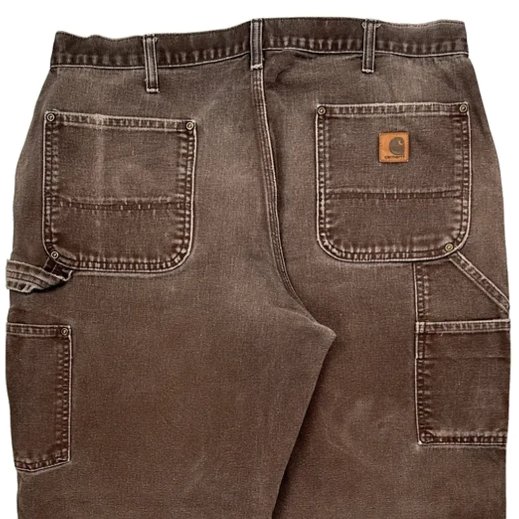 Carhartt Double Knee Carpenter Trousers - 35W 30L Brown Cotton - Image 7