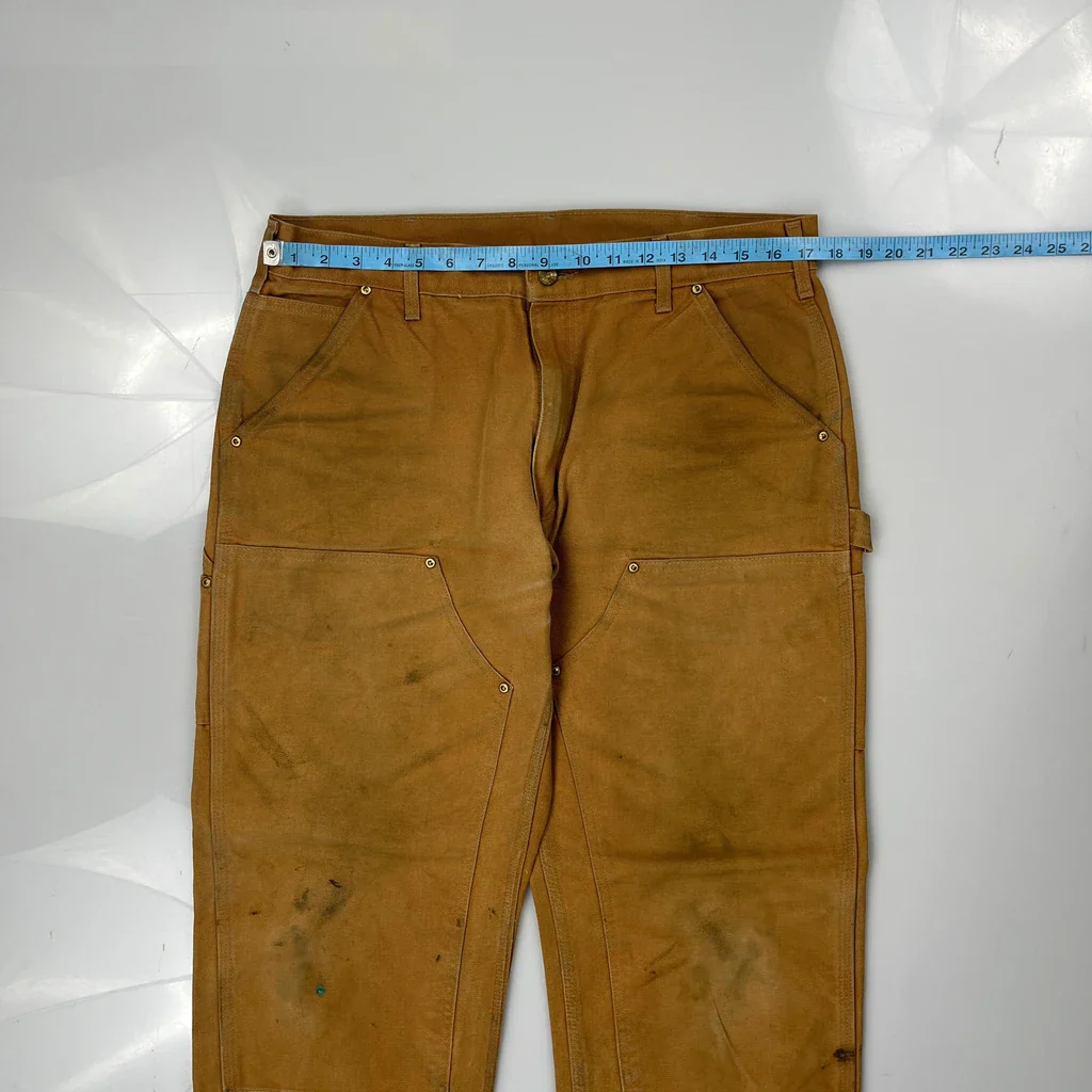 Carhartt Double Knee Carpenter Trousers - 36W 29L Brown Cotton - Image 3