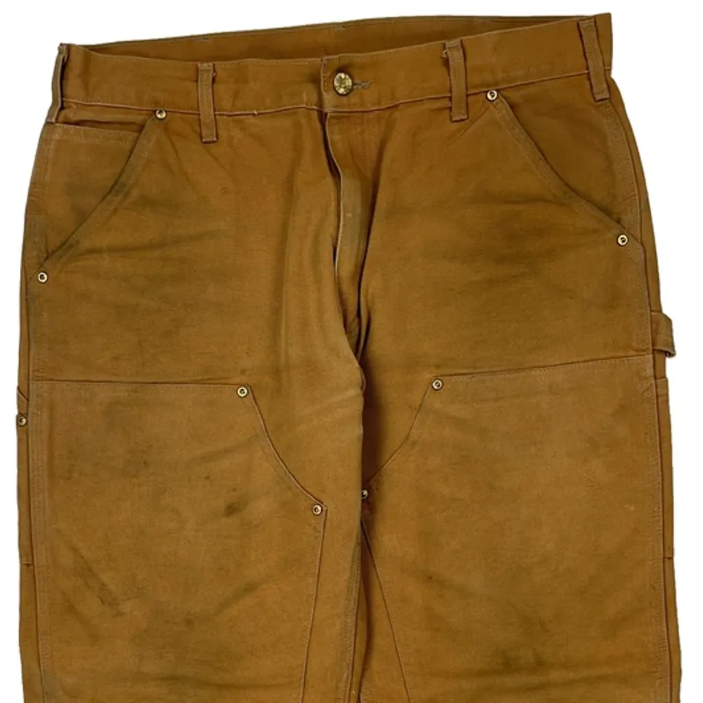 Carhartt Double Knee Carpenter Trousers - 36W 29L Brown Cotton - Image 9