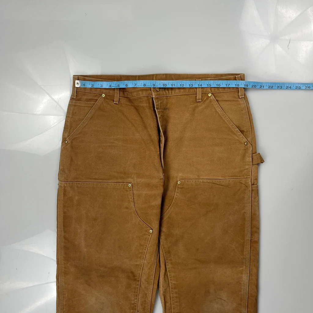 Carhartt Double Knee Carpenter Trousers - 38W 32L Brown Cotton - Image 3