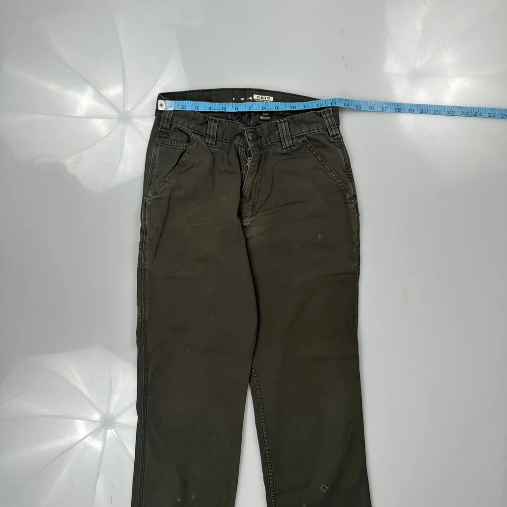 Carhartt Carpenter Trousers - 26W 30L Green Cotton - Image 3