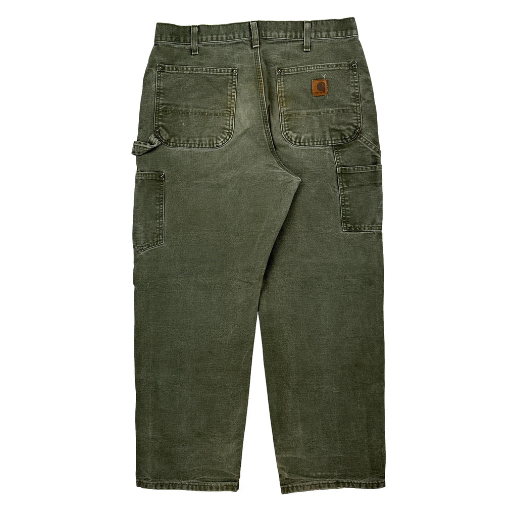 Carhartt B136 Mos Double Knee Carpenter Trousers - 32W 29L Green Cotton