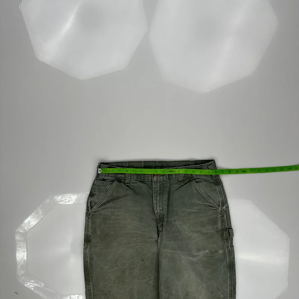 Carhartt Carpenter Trousers - 32W 31L Green Cotton - Image 3