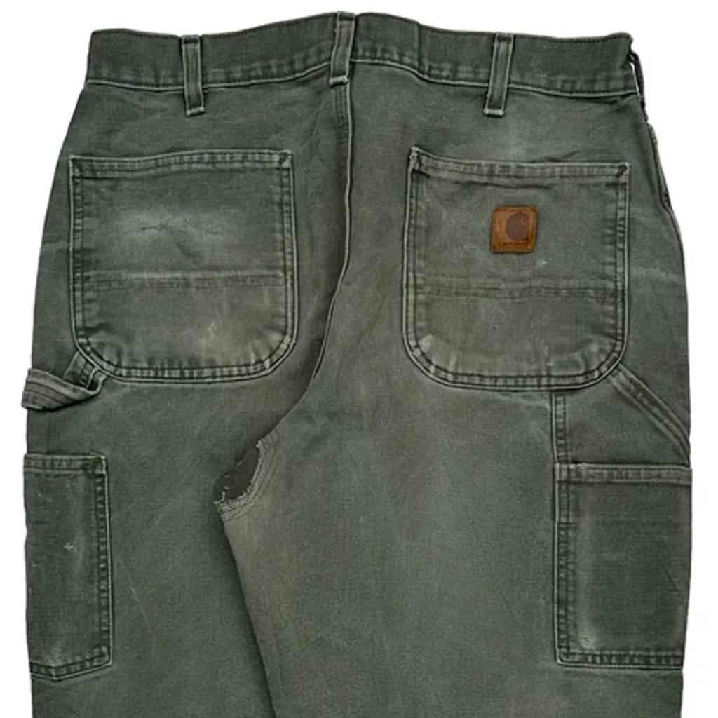 Carhartt Carpenter Trousers - 32W 31L Green Cotton - Image 7
