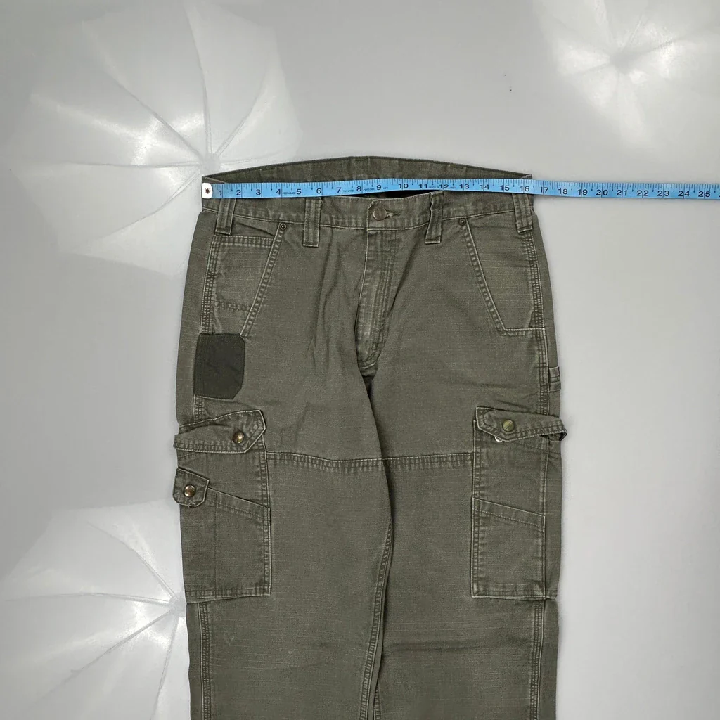 Carhartt Double Knee Carpenter Trousers - 32W 35L Green Cotton - Image 3