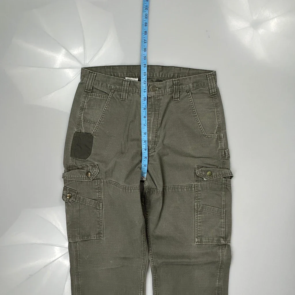 Carhartt Double Knee Carpenter Trousers - 32W 35L Green Cotton - Image 4