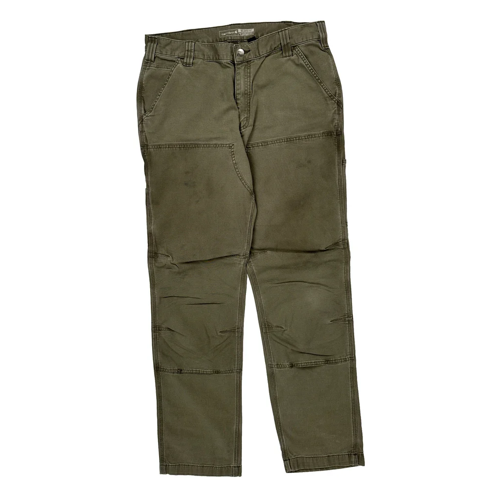 Carhartt Carpenter Trousers - 33W 32L Green Cotton - Image 2