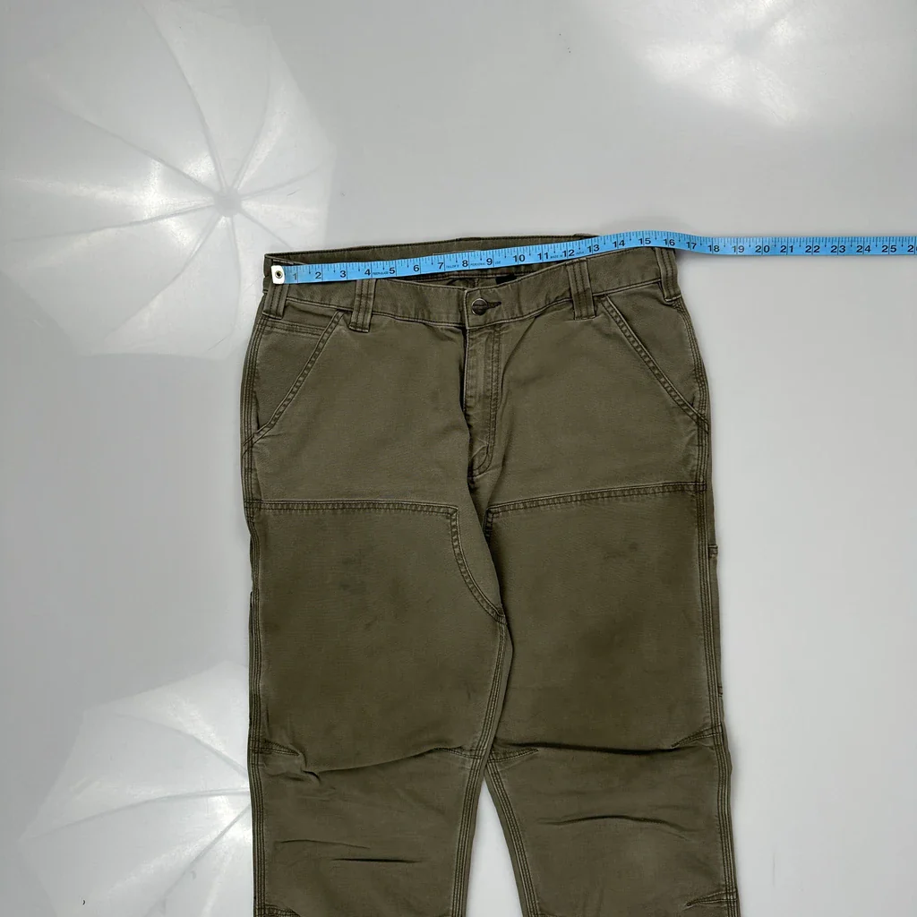 Carhartt Carpenter Trousers - 33W 32L Green Cotton - Image 3
