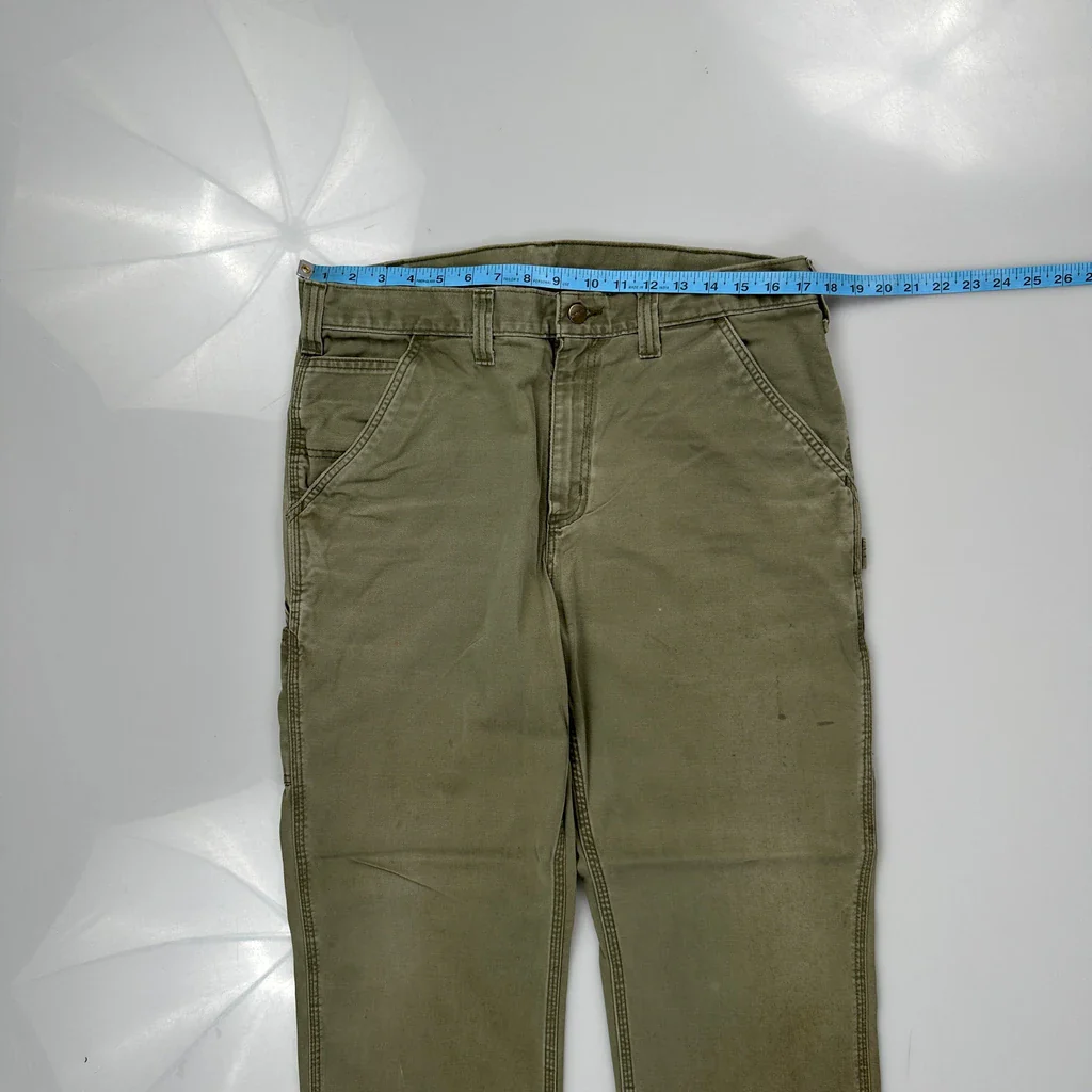 Carhartt Carpenter Trousers - 34W 32L Green Cotton - Image 3
