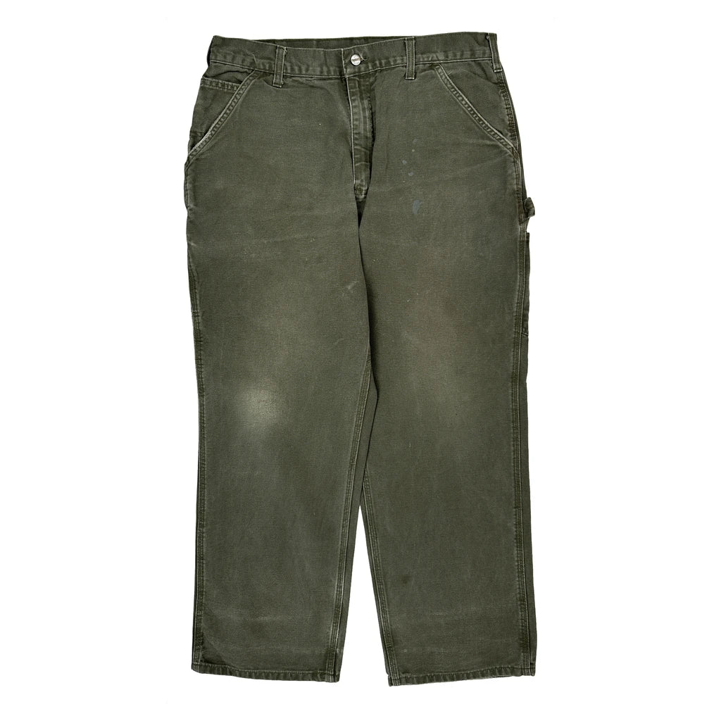 Carhartt Mos Carpenter Trousers - 34W 30L Green Cotton - Image 2