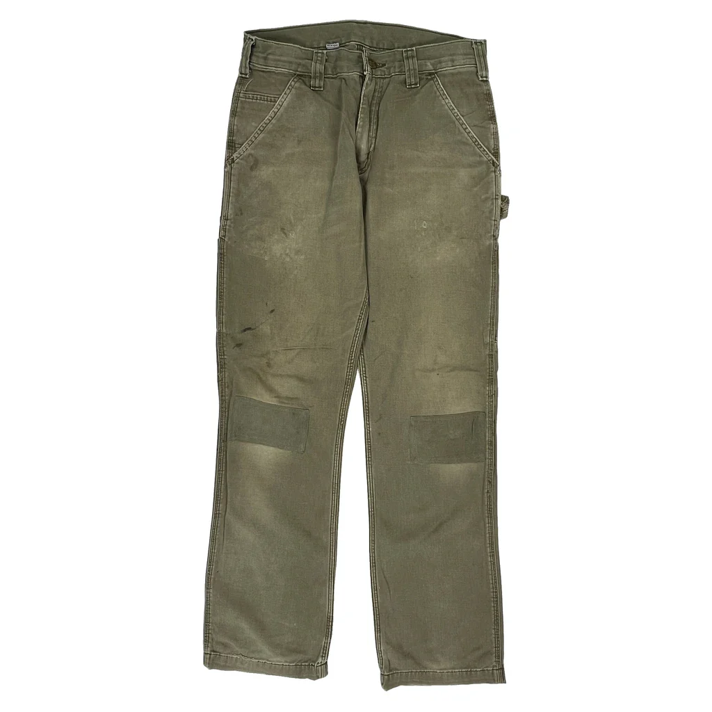 Carhartt Double Knee Carpenter Trousers - 36W 32L Green Cotton - Image 2