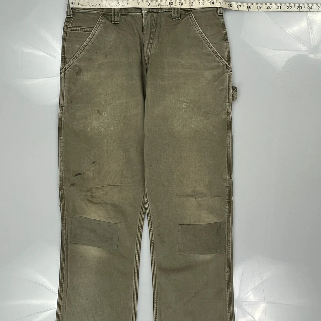 Carhartt Double Knee Carpenter Trousers - 36W 32L Green Cotton - Image 3