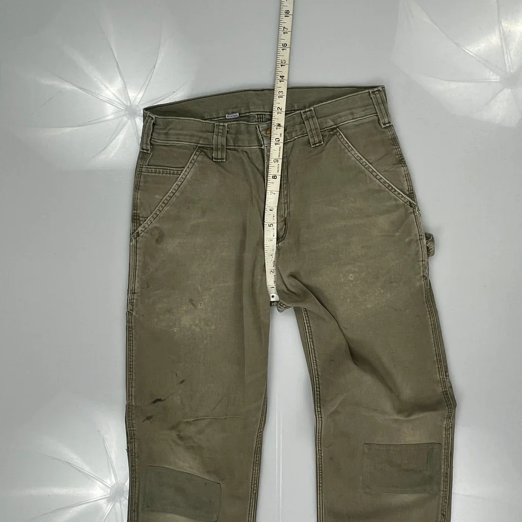 Carhartt Double Knee Carpenter Trousers - 36W 32L Green Cotton - Image 5