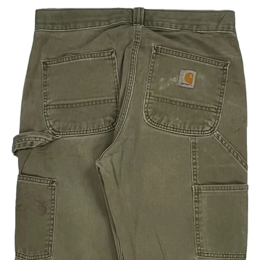 Carhartt Double Knee Carpenter Trousers - 36W 32L Green Cotton - Image 7