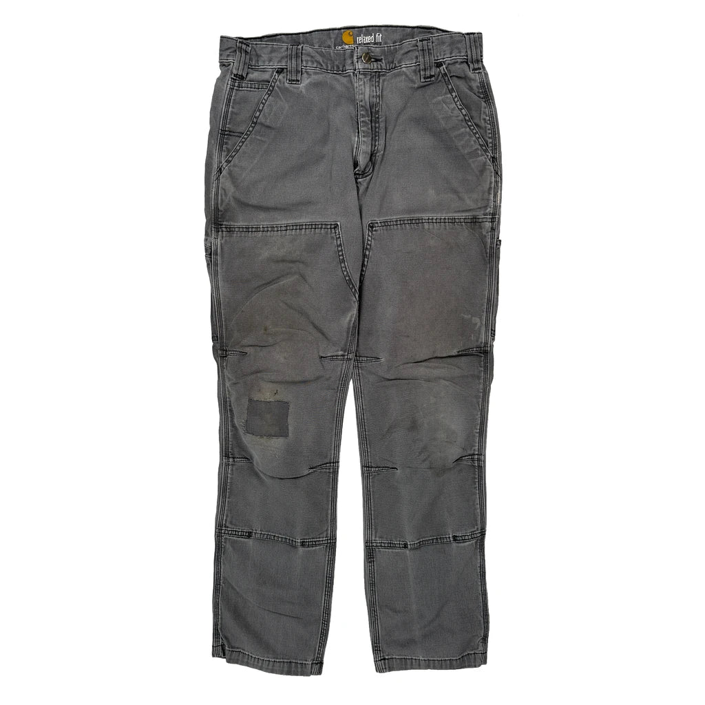 Carhartt Double Knee Carpenter Trousers - 31W 30L Grey Cotton - Image 2