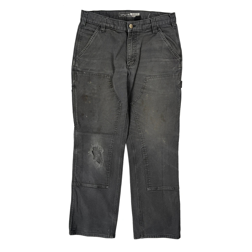 Carhartt Double Knee Carpenter Trousers - 32W 30L Grey Cotton - Image 2
