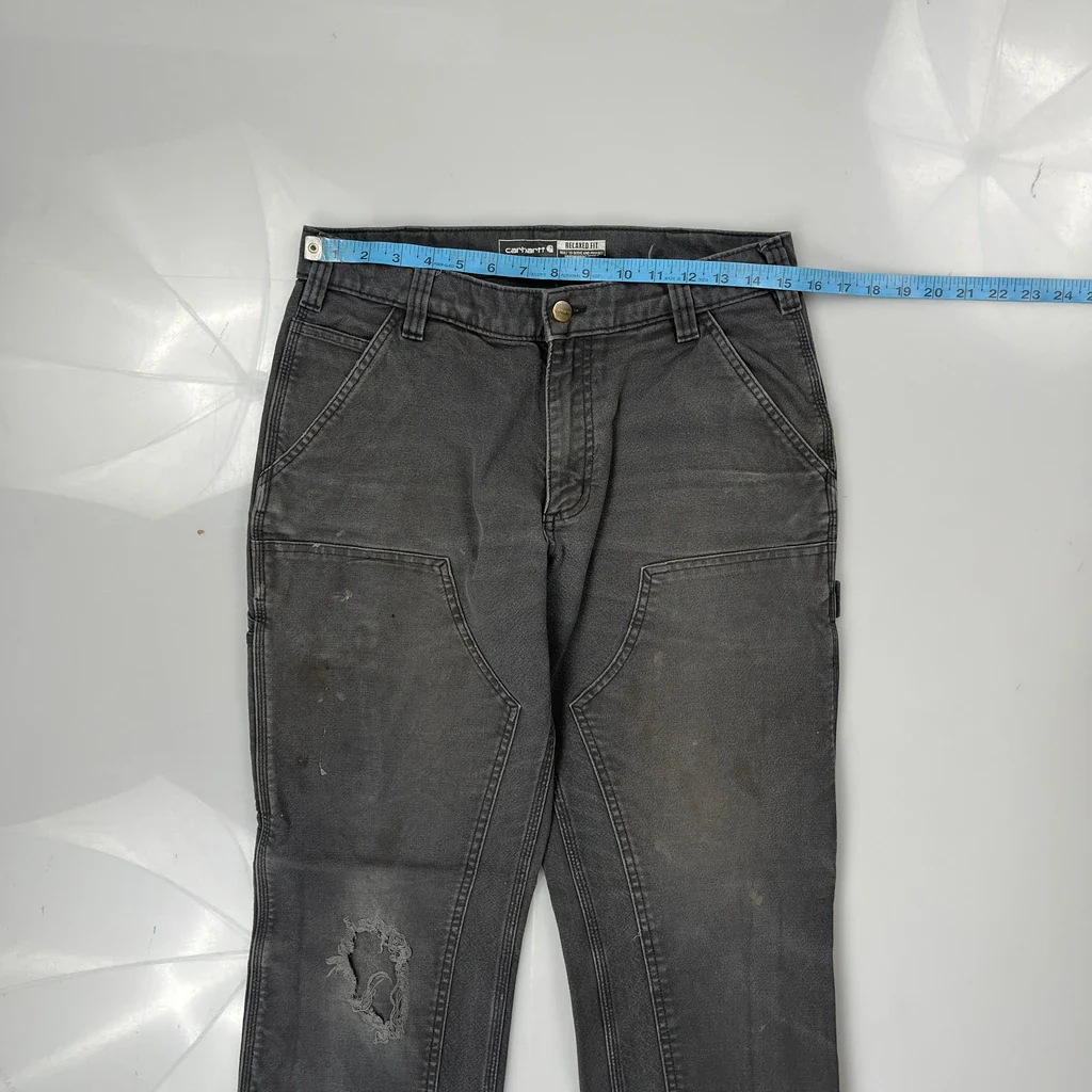 Carhartt Double Knee Carpenter Trousers - 32W 30L Grey Cotton - Image 3