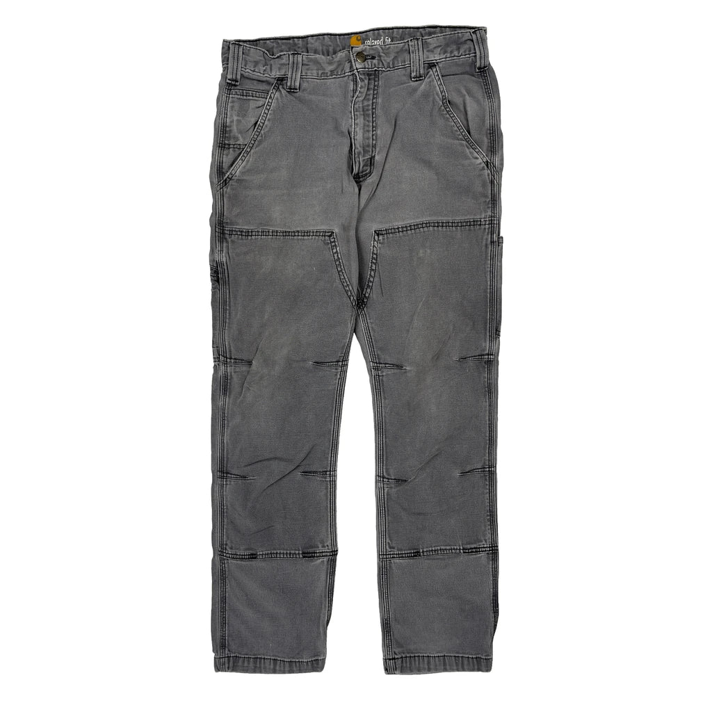 Carhartt Double Knee Carpenter Trousers - 32W 29L Grey Cotton - Image 2