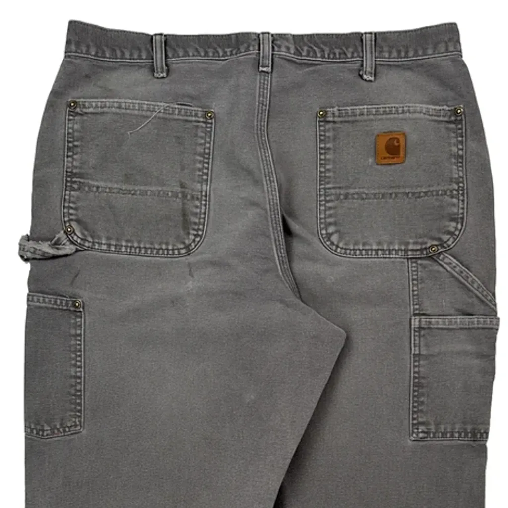 Carhartt Double Knee Carpenter Trousers - 34W 34L Grey Cotton - Image 8