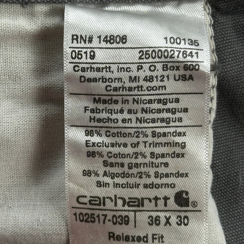 Carhartt Carpenter Trousers - 35W 30L Grey Cotton Blend - Image 6