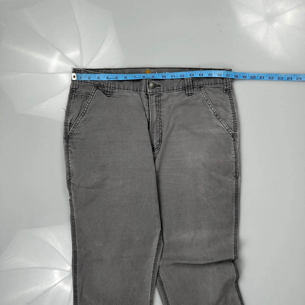 Carhartt Carpenter Trousers - 35W 32L Grey Cotton - Image 3