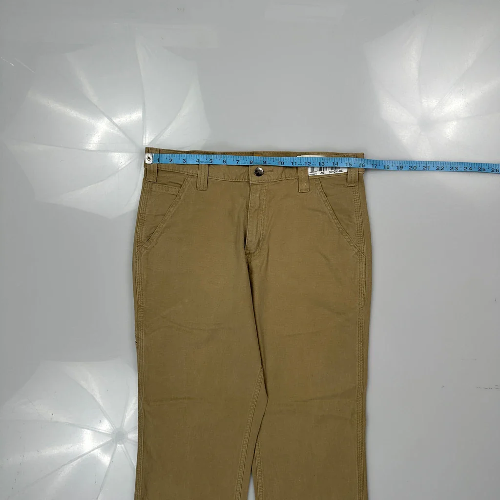 Carhartt Carpenter Trousers - 32W 28L Khaki Cotton - Image 3