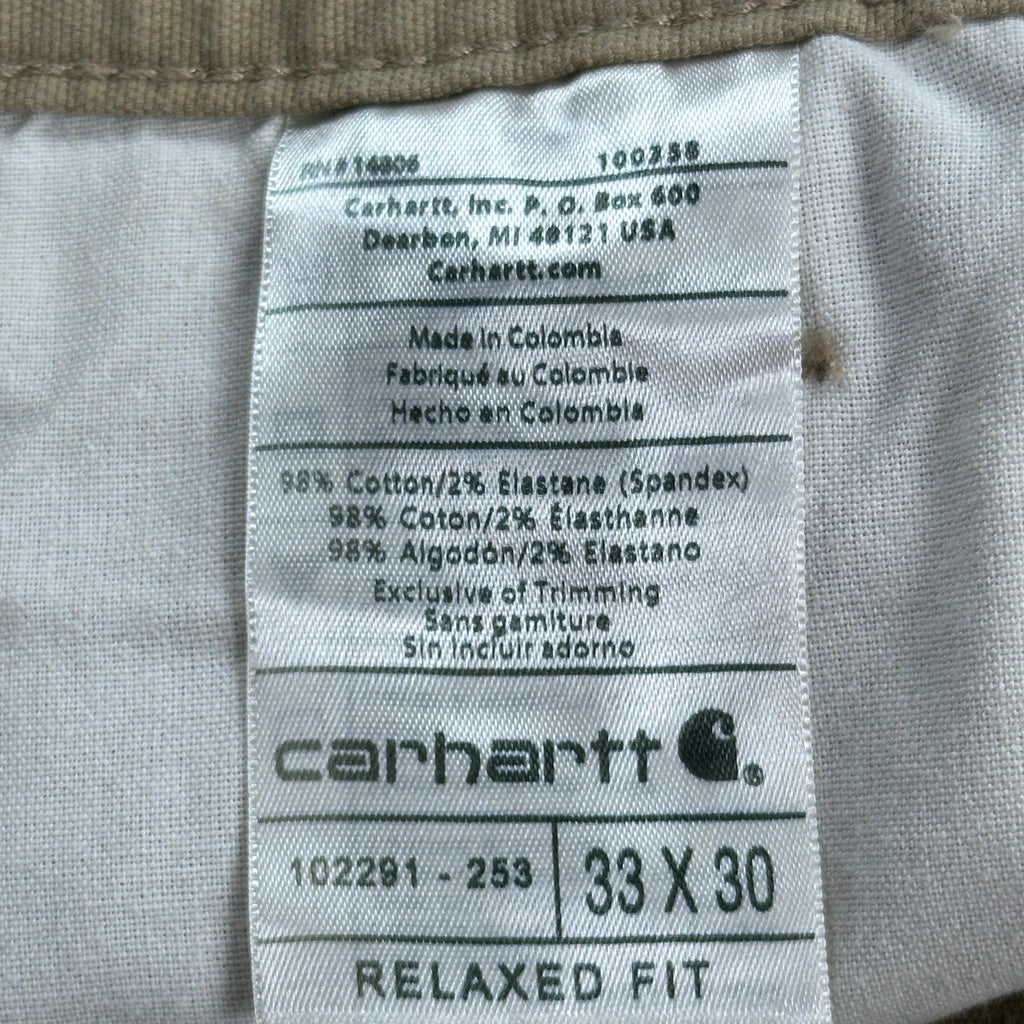 Carhartt Carpenter Trousers - 32W 28L Khaki Cotton - Image 6