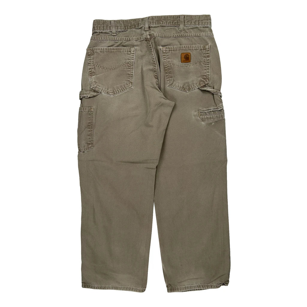 Carhartt B159 Mus Carpenter Trousers - 32W 29L Khaki Cotton