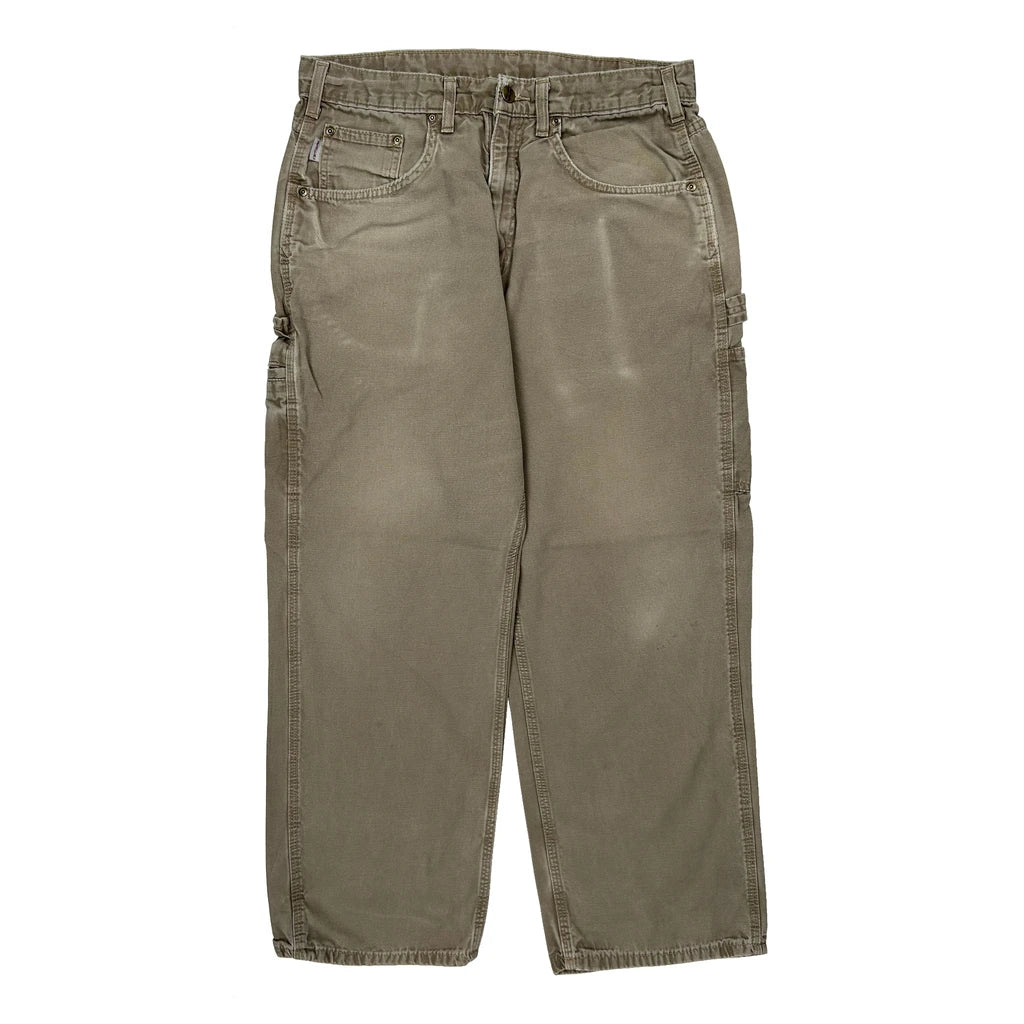 Carhartt B159 Mus Carpenter Trousers - 32W 29L Khaki Cotton - Image 2