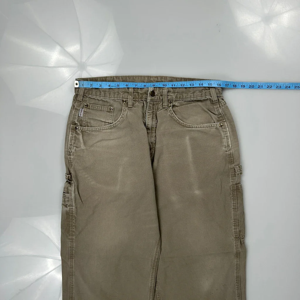 Carhartt B159 Mus Carpenter Trousers - 32W 29L Khaki Cotton - Image 3