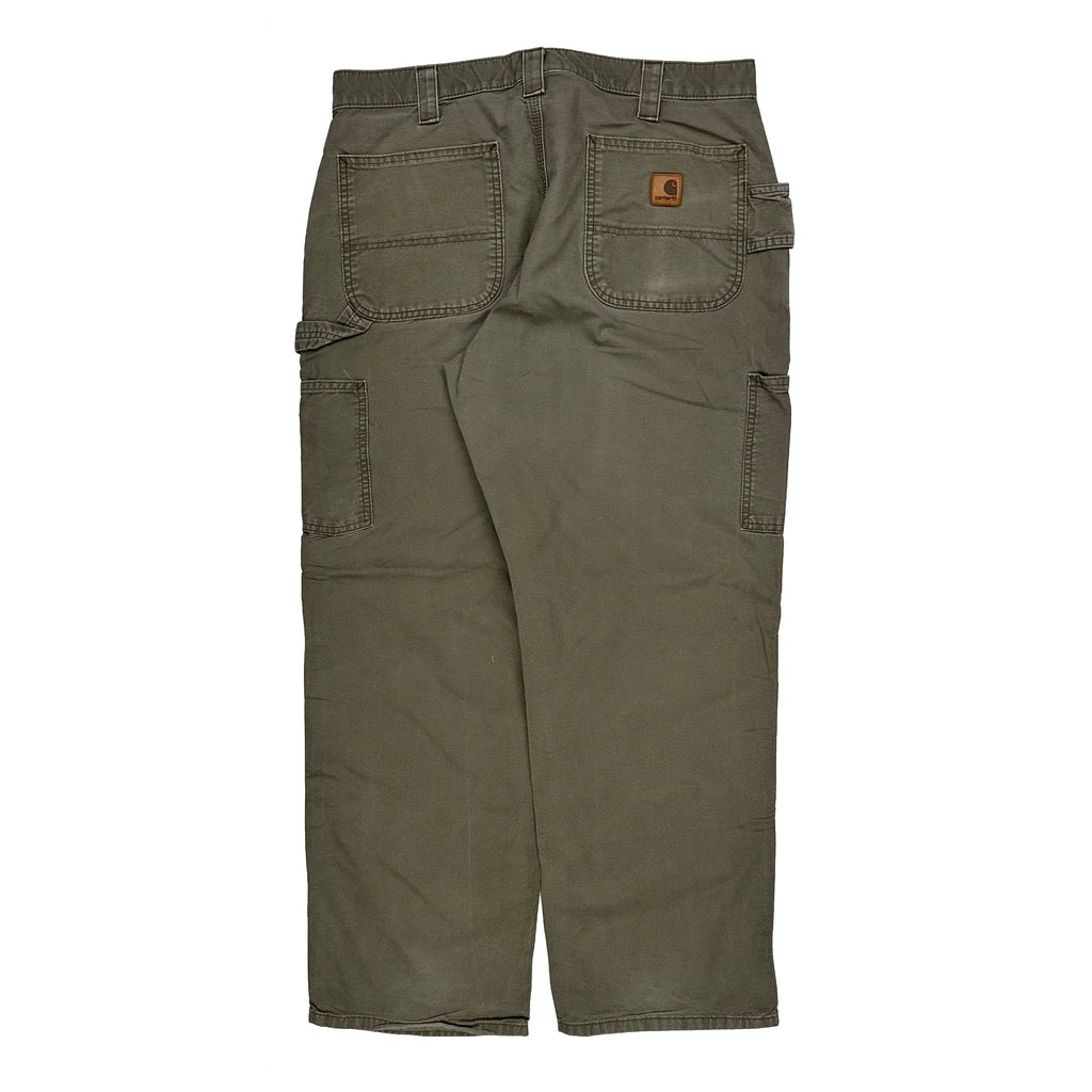 Carhartt B151 Lbr Carpenter Trousers - 35W 30L Khaki Cotton