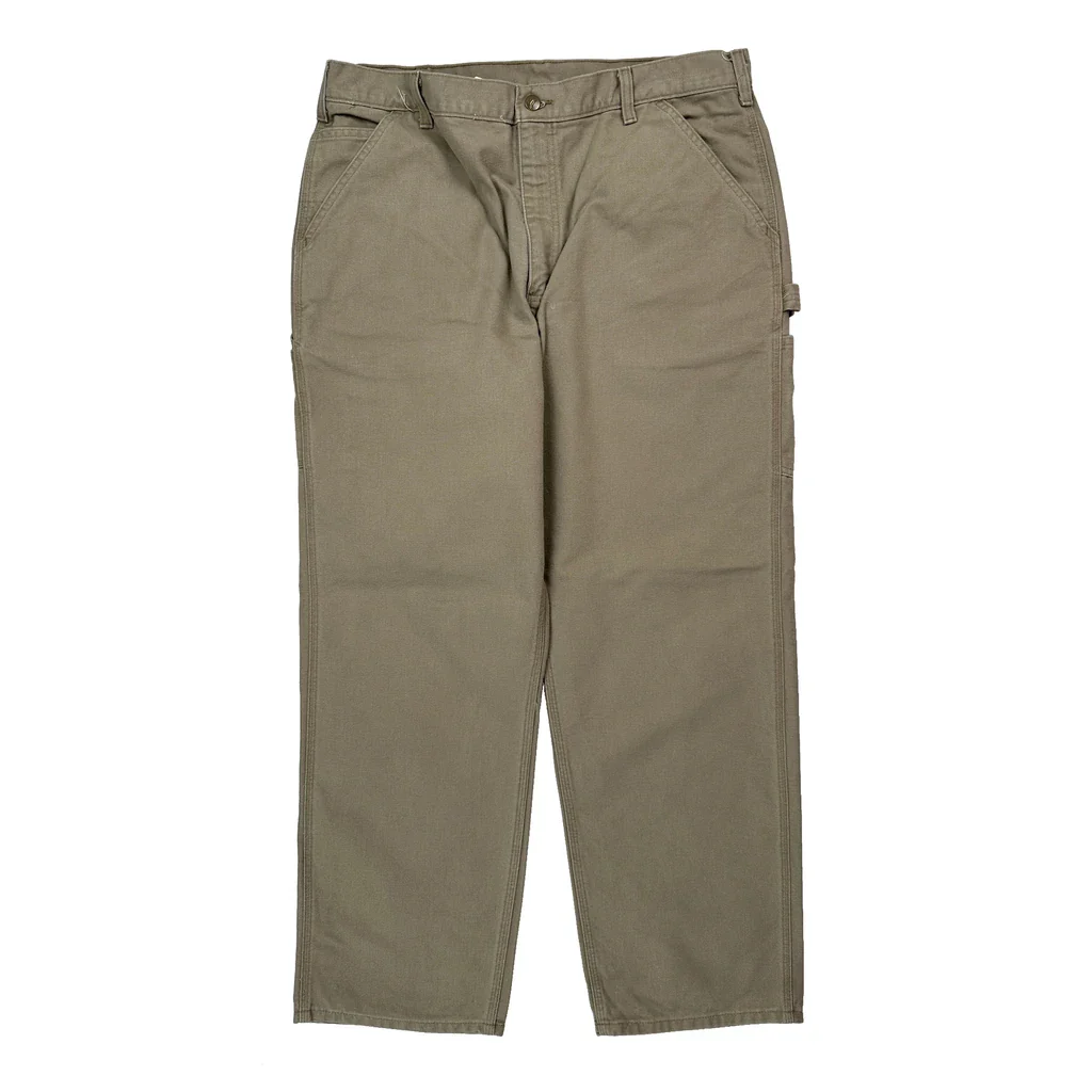 Carhartt B11 Des Carpenter Trousers - 36W 32L Khaki Cotton - Image 2