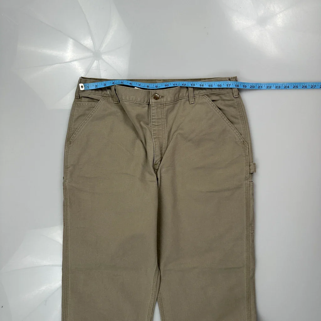 Carhartt B11 Des Carpenter Trousers - 36W 32L Khaki Cotton - Image 3