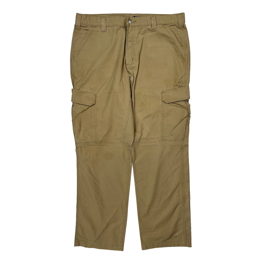 Carhartt Carpenter Trousers - 37W 32L Khaki Cotton Blend - Image 2
