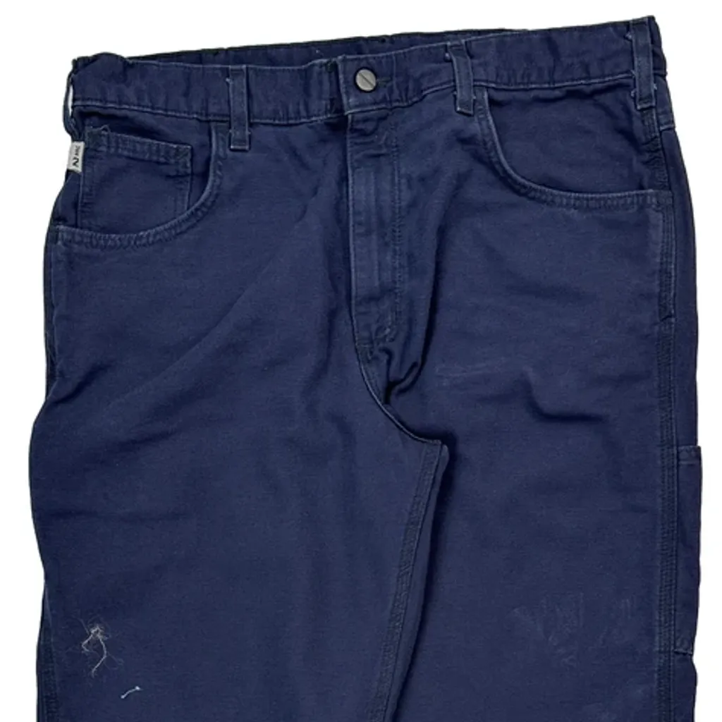 Carhartt Carpenter Trousers - 34W 32L Navy Cotton Blend - Image 9
