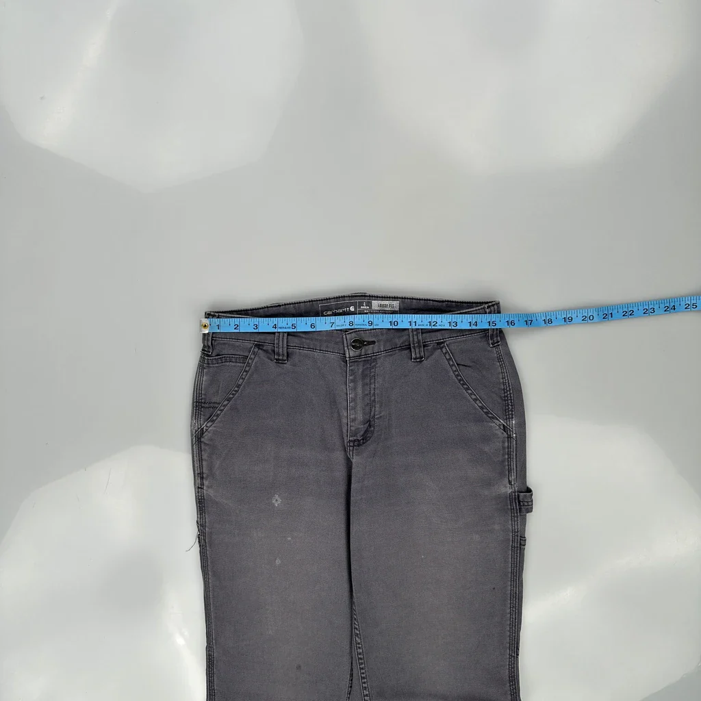 Carhartt Carpenter Trousers - 32W UK 12 Grey Cotton - Image 3