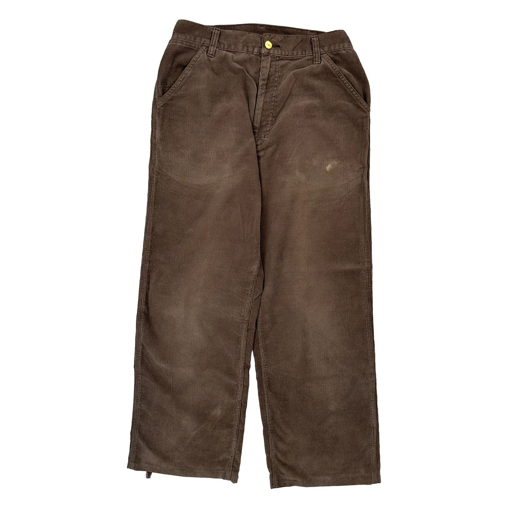 Carhartt Baggy Loose Fit Cord Trousers - 28″ Waist Brown Corduroy - Image 2