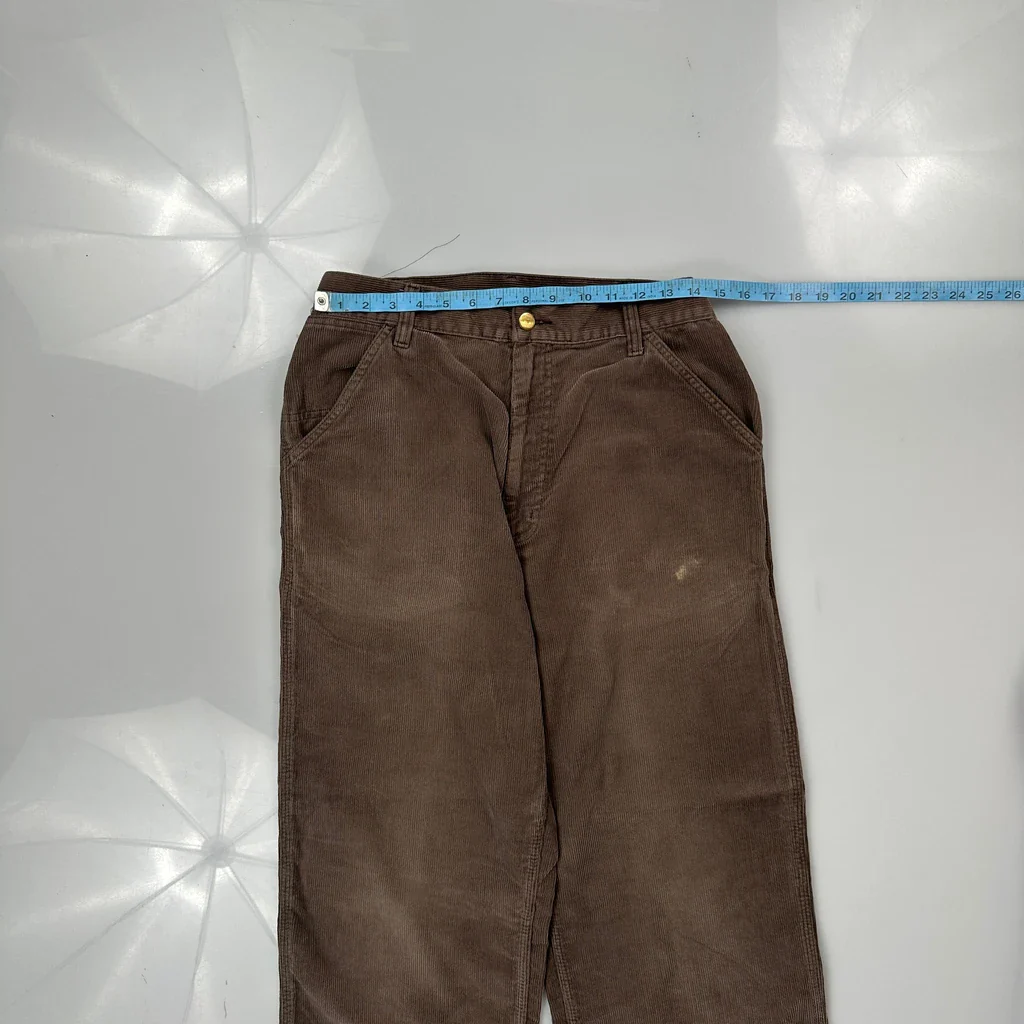 Carhartt Baggy Loose Fit Cord Trousers - 28″ Waist Brown Corduroy - Image 3