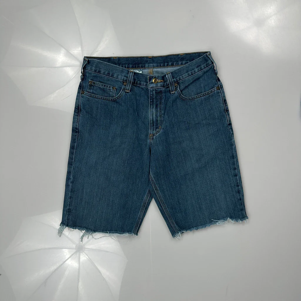 Carhartt Denim Shorts - 33W 11L Blue Cotton Blend - Image 3