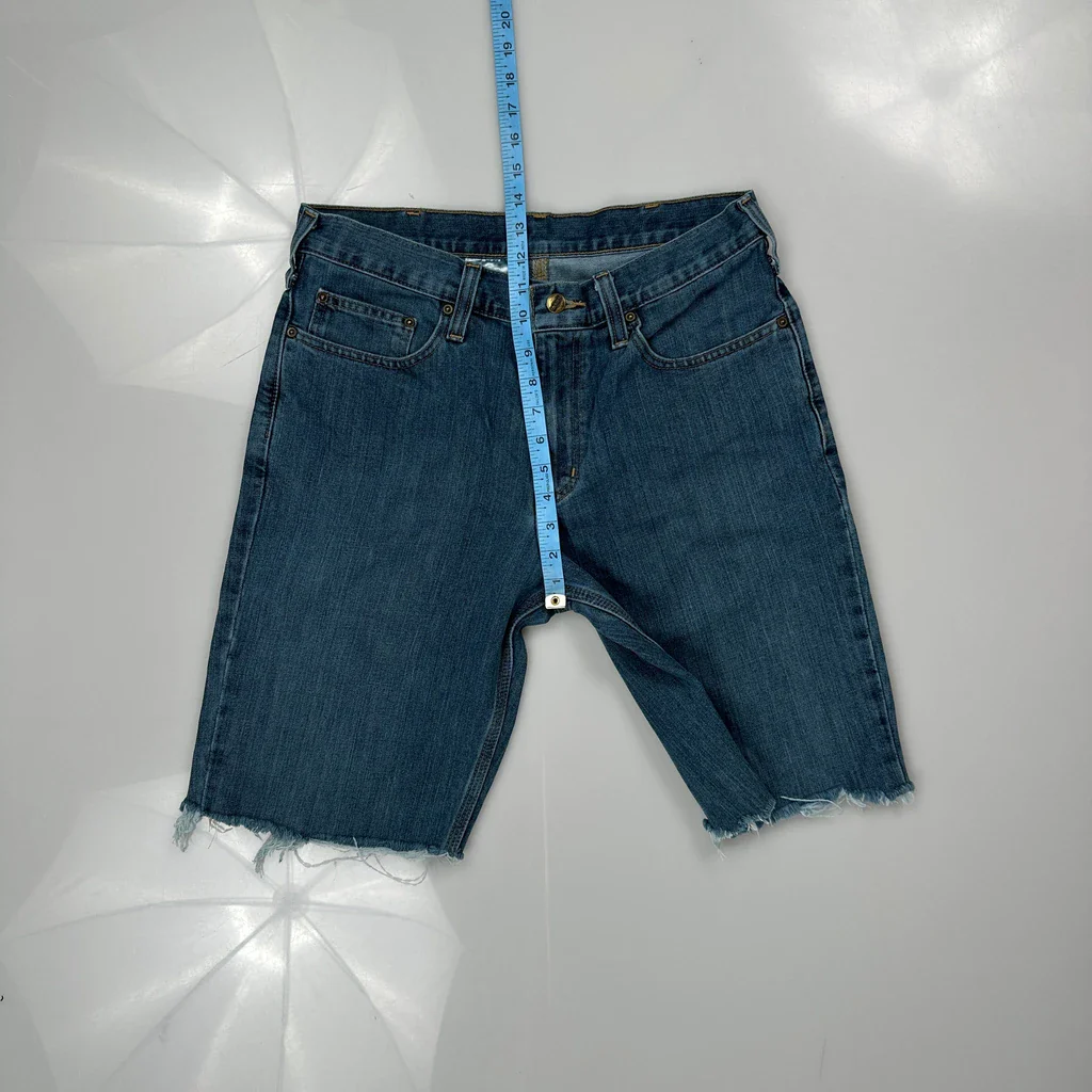 Carhartt Denim Shorts - 33W 11L Blue Cotton Blend - Image 4
