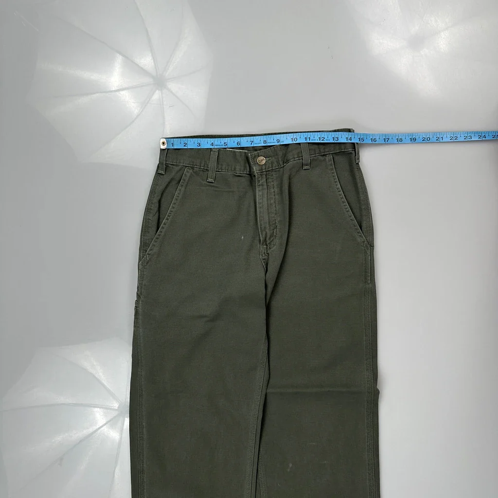 Carhartt B175 Dms Carpenter Trousers - 29W 30L Green Cotton - Image 3