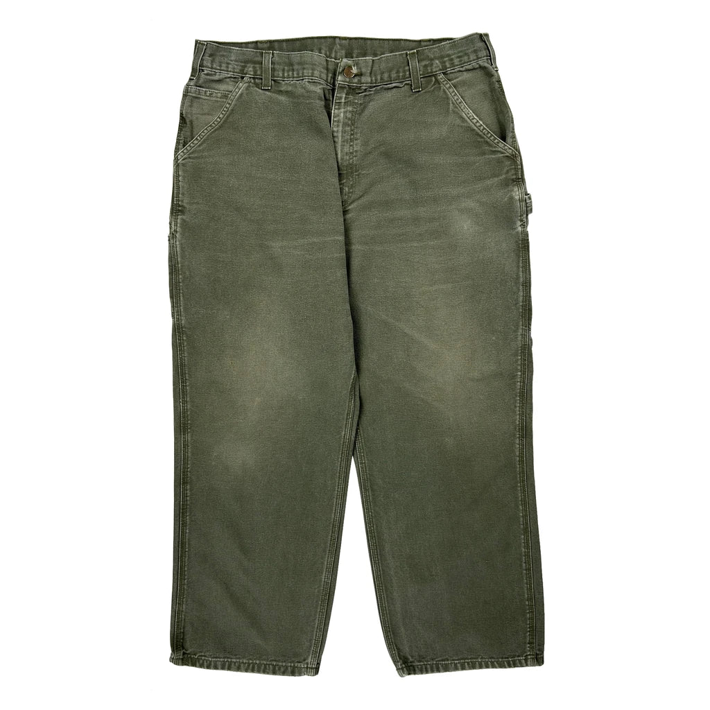 Carhartt B11 Mos Carpenter Trousers - 35W 28L Green Cotton - Image 2