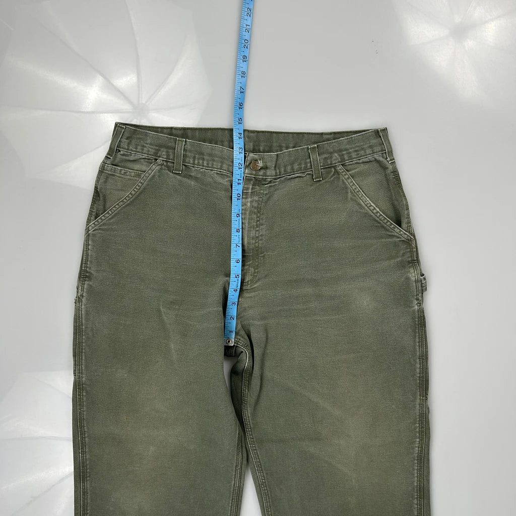 Carhartt B11 Mos Carpenter Trousers - 35W 28L Green Cotton - Image 4