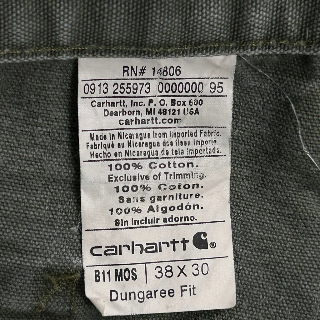 Carhartt B11 Mos Carpenter Trousers - 35W 28L Green Cotton - Image 6