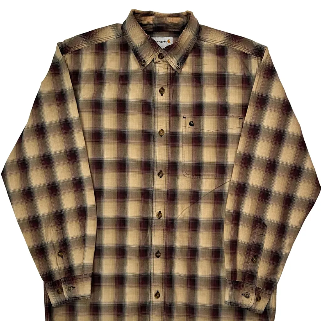 Carhartt Checked Flannel Shirt - Medium Beige Cotton - Image 5