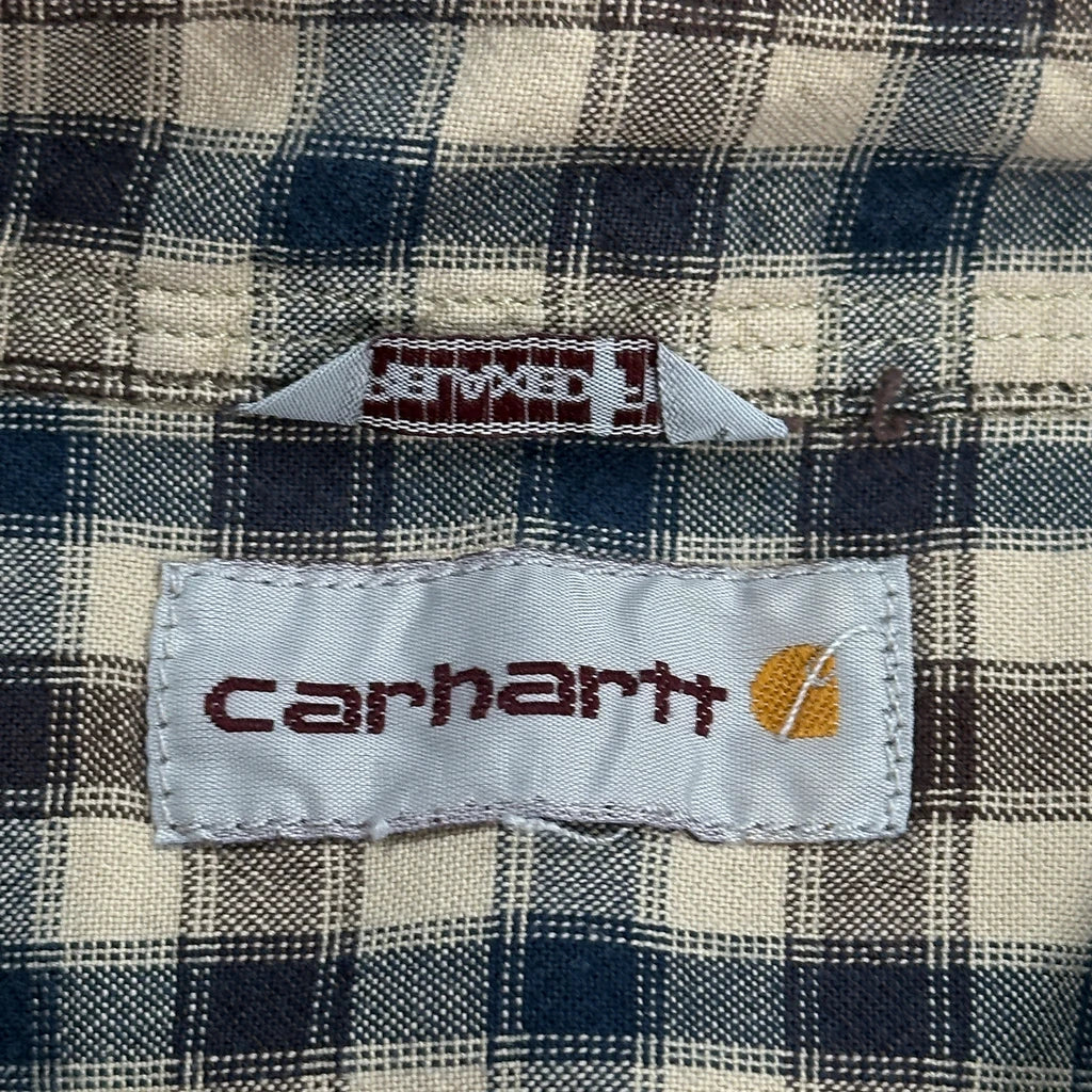 Carhartt Checked Flannel Shirt - XL Beige Cotton - Image 4